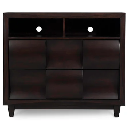 Weave-Front Media Chest with 2 Drawers & 2 Open Compartments